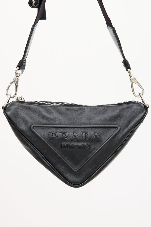 Prada Black Leather Triangle Shoulder Bag