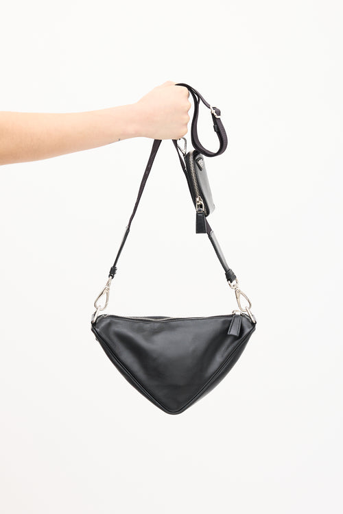 Prada Black Leather Triangle Shoulder Bag