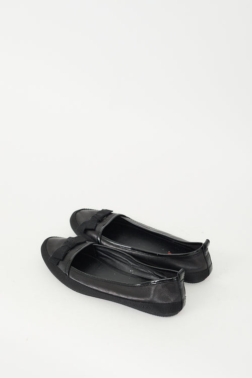 Prada Black Leather Trimmed Ballet Flat