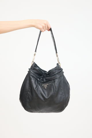 Prada Black Leather Two Way Shoulder Bag