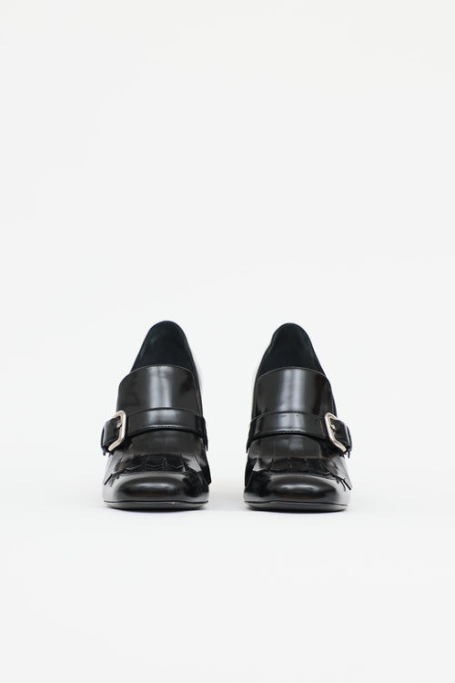 Prada Leather Wingtip Loafer Pump