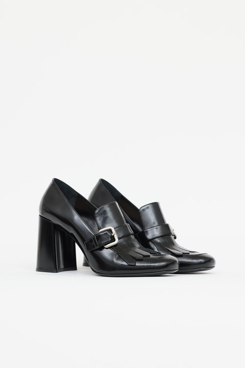 Prada Leather Wingtip Loafer Pump