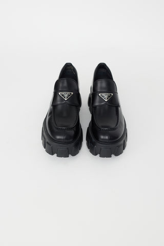 Prada Black Leather Monolith Platform Loafer