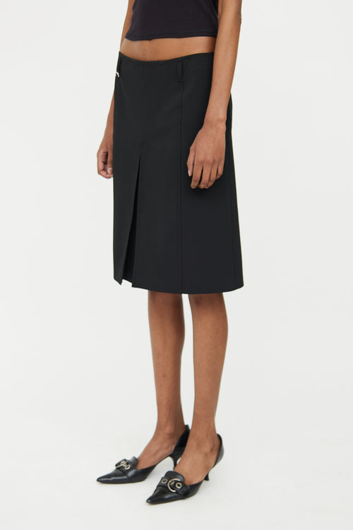 Prada Black Pleated Midi Skirt