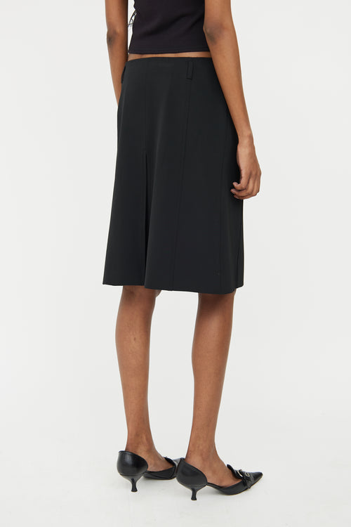 Prada Black Pleated Midi Skirt