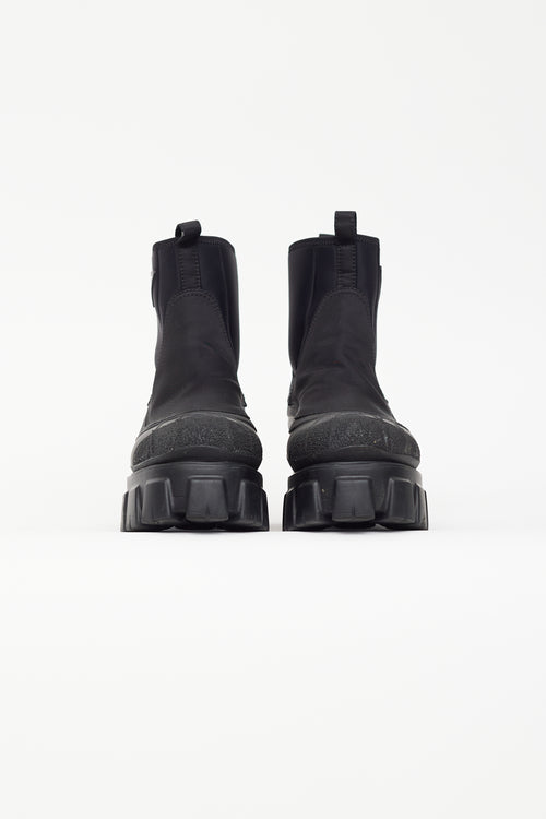 Prada Black Monolith Nylon Gabardine Boot