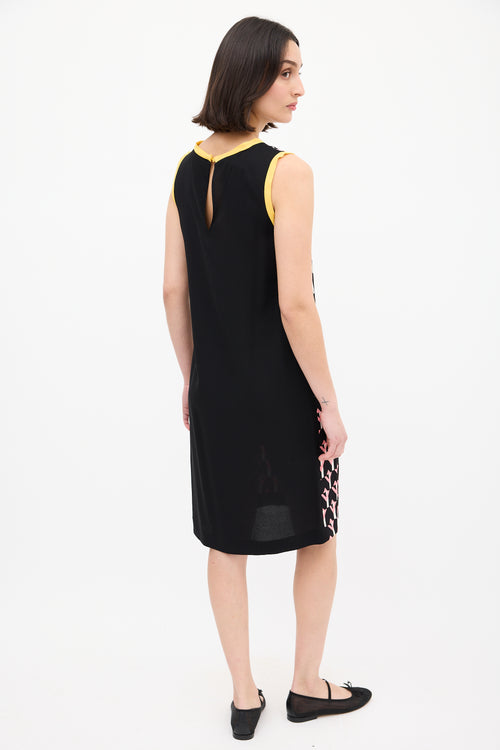 Prada Black & Multi Geometric Midi Dress