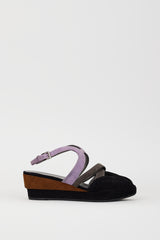 Prada Black & Multi Suede Wedge Heel