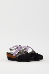 Prada Black & Multi Suede Wedge Heel