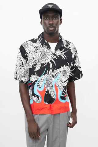 Prada Black & Multicolour Floral Flame Shirt