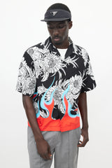 Prada Black & Multicolour Floral Flame Shirt