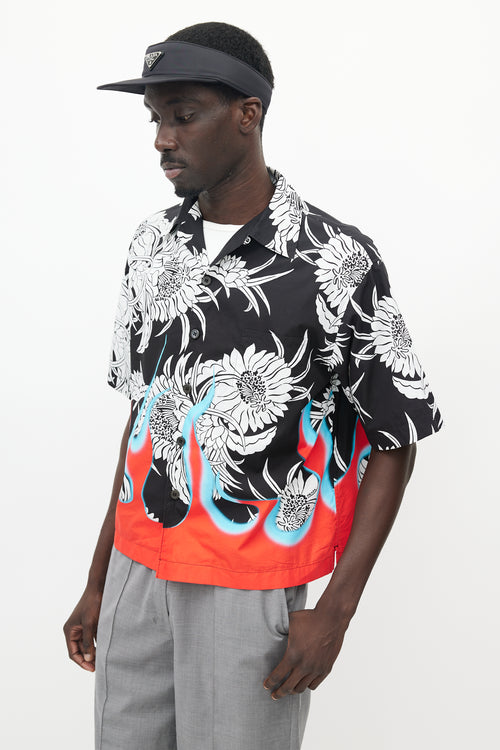 Prada Black & Multicolour Floral Flame Shirt