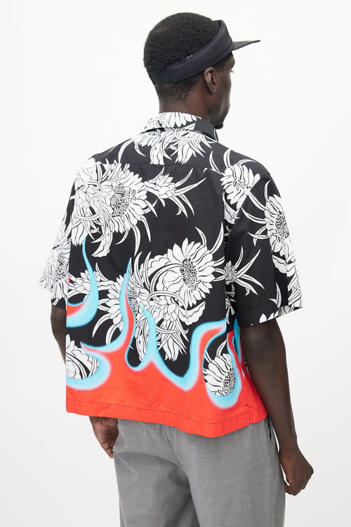 Prada Black & Multicolour Floral Flame Shirt