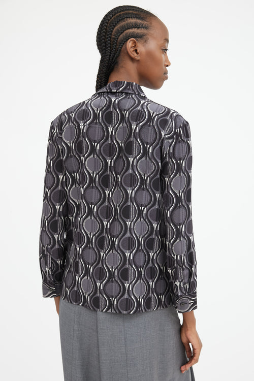 Black Grey & White Geometric & Swirl Printed Shirt