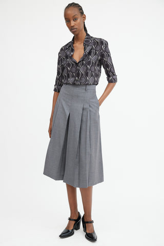 Black Grey & White Geometric & Swirl Printed Shirt