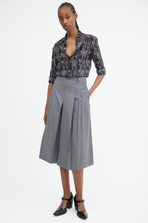 Black Grey & White Geometric & Swirl Printed Shirt