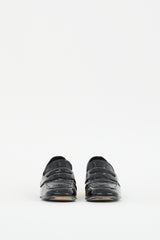Prada Black & Gold Patent Leather Jeweled Loafer