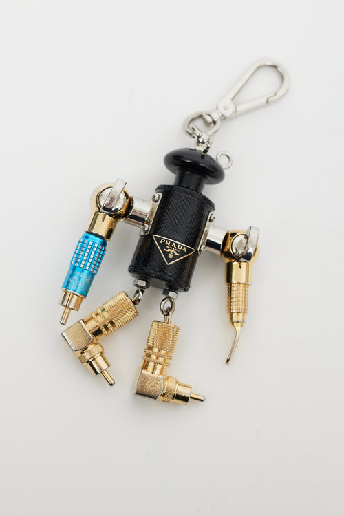 Prada Black & Multi Robot Keychain