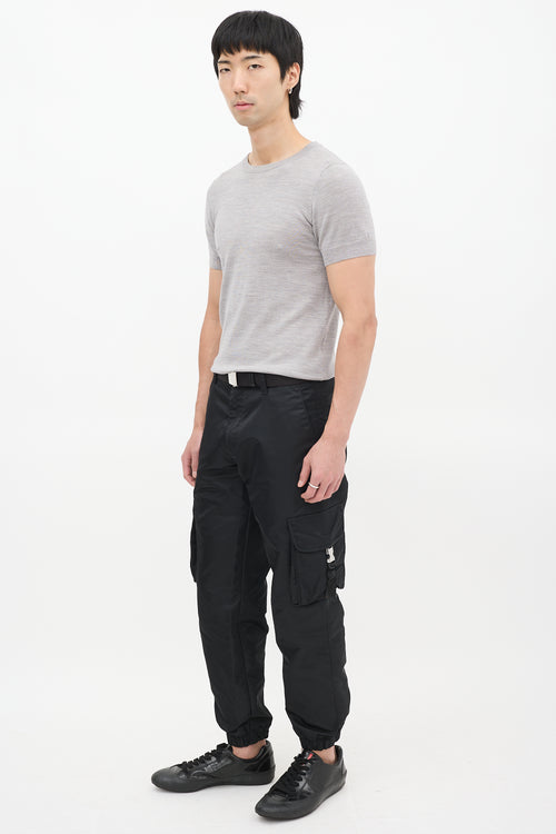 Prada Black Nylon Buckled Cargo Jogger