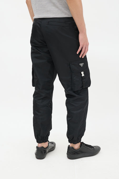 Prada Black Nylon Buckled Cargo Jogger