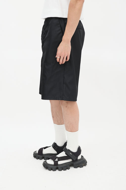 Prada Black Nylon Cargo Mid Length Shorts