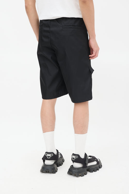 Prada Black Nylon Cargo Mid Length Shorts