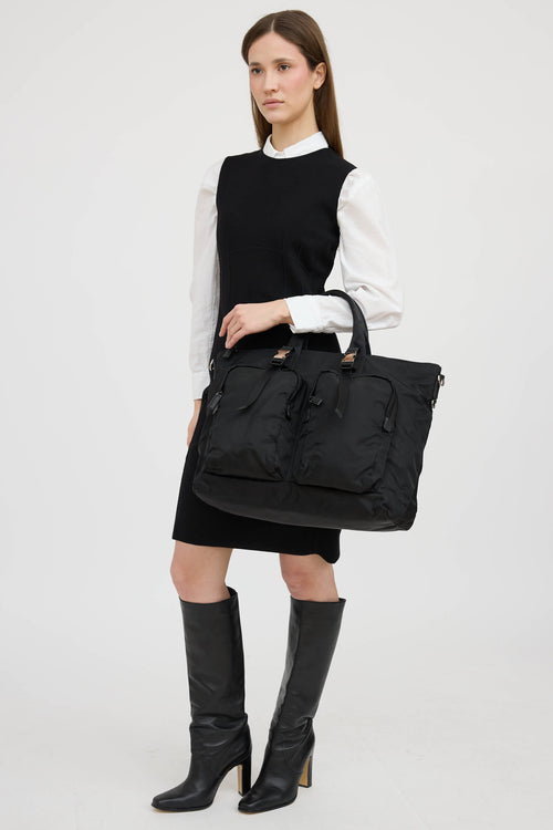 PradaNylon Double Pocket Duffle Bag