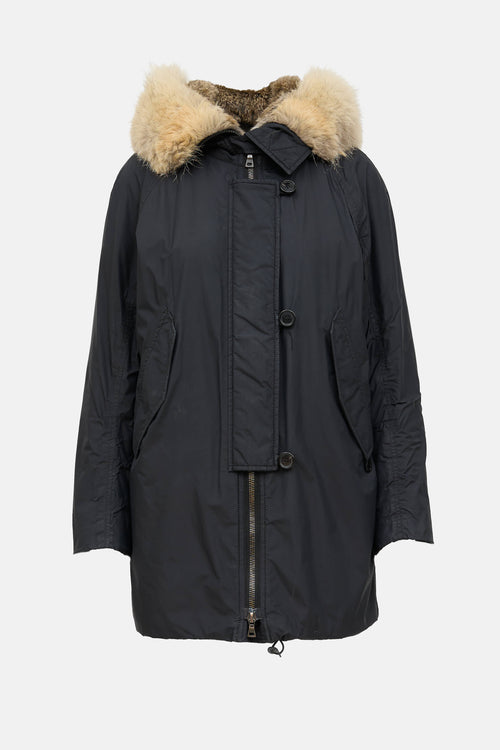 Prada Sport Hooded Fur Parka