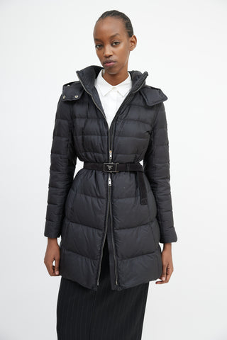 Prada Black Nylon Hooded Down Coat