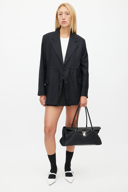 Prada Black Nylon & Leather Easy Shoulder Bag
