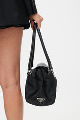 Prada Black Nylon & Leather Easy Shoulder Bag