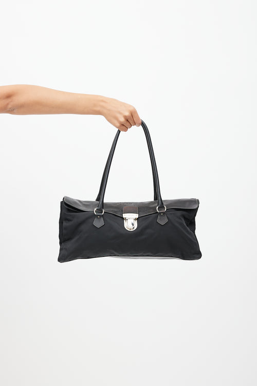 Prada Black Nylon & Leather Easy Shoulder Bag