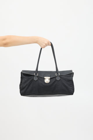 Prada Black Nylon & Leather Long Shoulder Bag