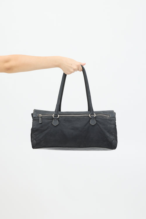 Prada Black Nylon & Leather Long Shoulder Bag