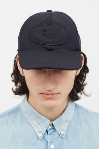 Prada Black Nylon Logo Hat