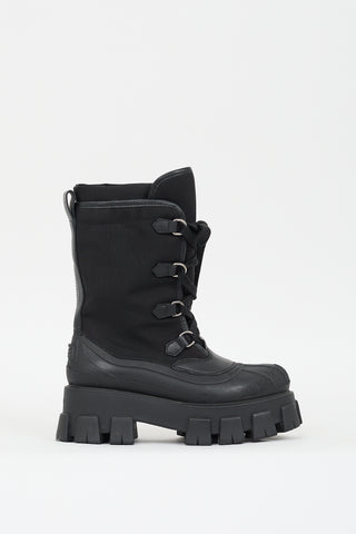 Prada Black Nylon Rubber Monolith Snow Boot