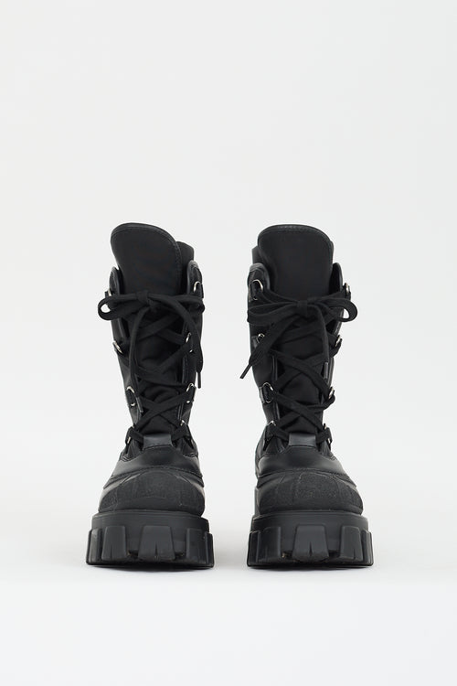 Prada Black Nylon Rubber Monolith Snow Boot