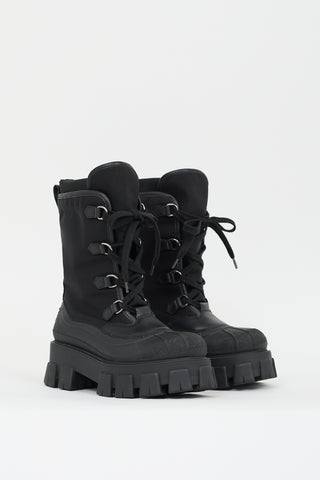 Prada Black Nylon Rubber Monolith Snow Boot