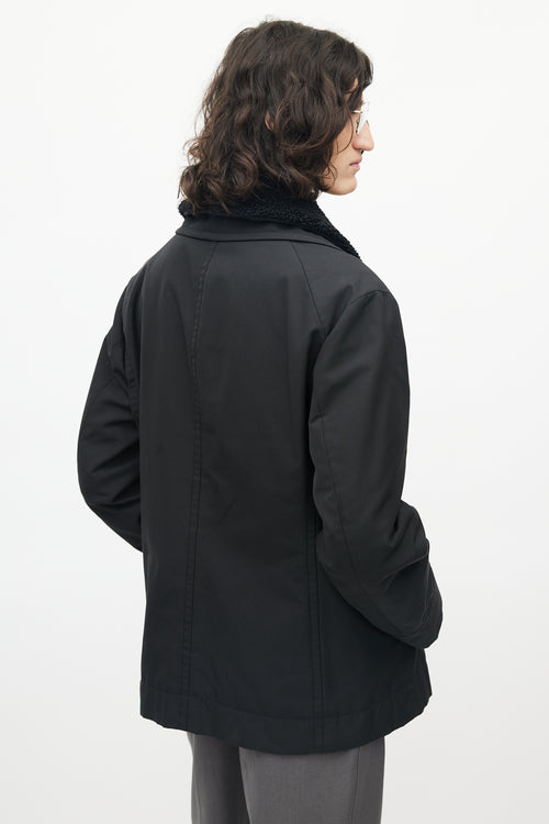 Prada Black Nylon Shearling Jacket