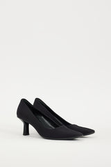 Prada Black Nylon Square Toe Heel