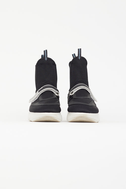 Prada Black Nylon Strap Chelsea Sneaker
