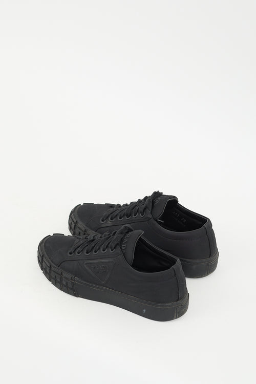 Prada Black Nylon Wheel Cassetta Low Sneaker