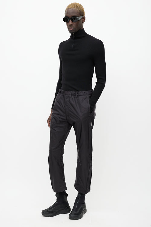 Prada Black Nylon Zip Track Pant