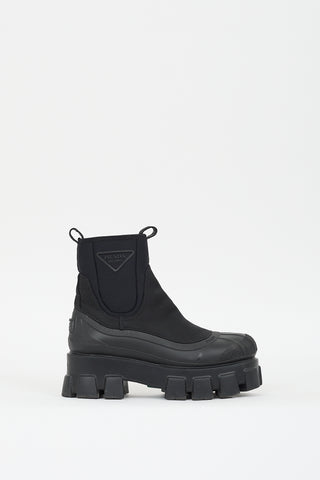 Prada Black Re-Nylon Monolith Chelsea Boot