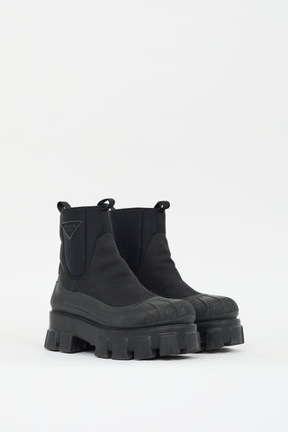 Prada Black Re-Nylon Monolith Chelsea Boot