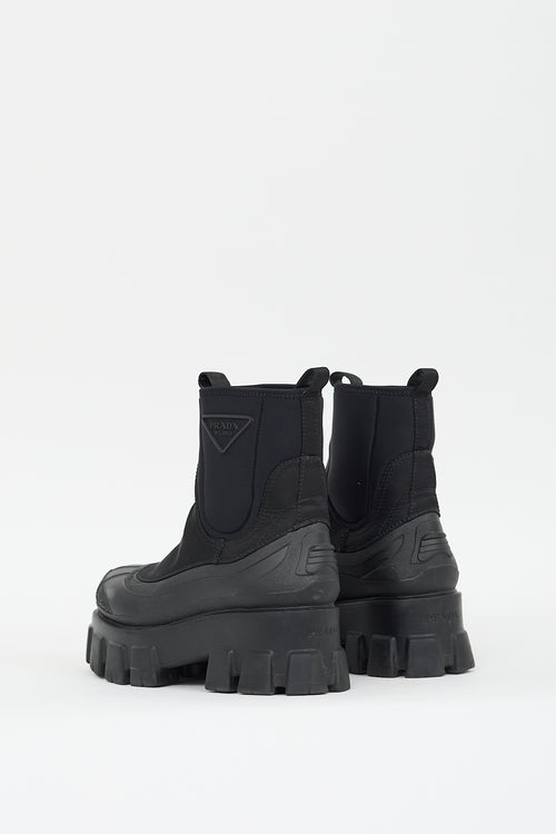 Prada Black Re-Nylon Monolith Chelsea Boot