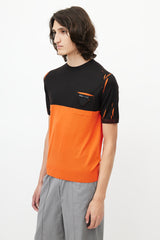 Prada Black & Orange Wool Knit T-Shirt
