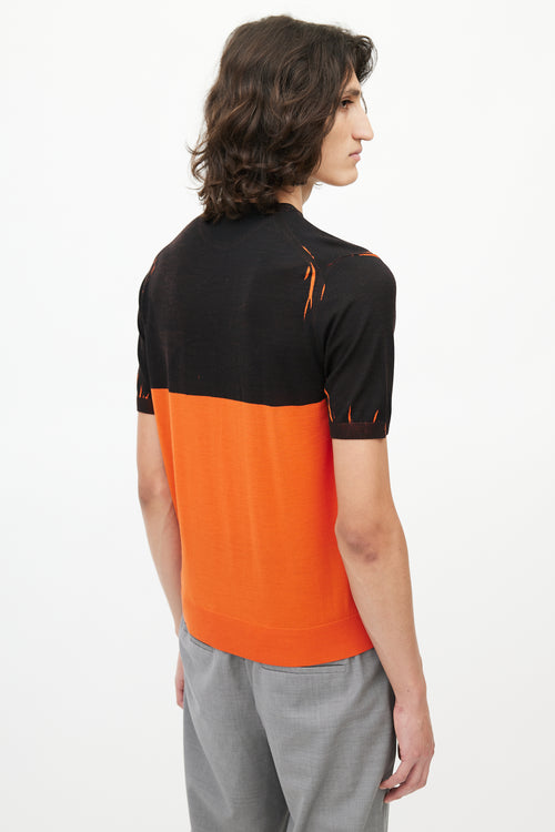 Prada Black & Orange Wool Knit T-Shirt