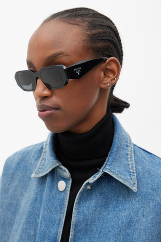 Prada Black & Silver PR17WS Rectangular Sunglasses
