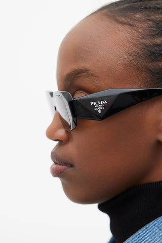 Prada Black & Silver PR17WS Rectangular Sunglasses